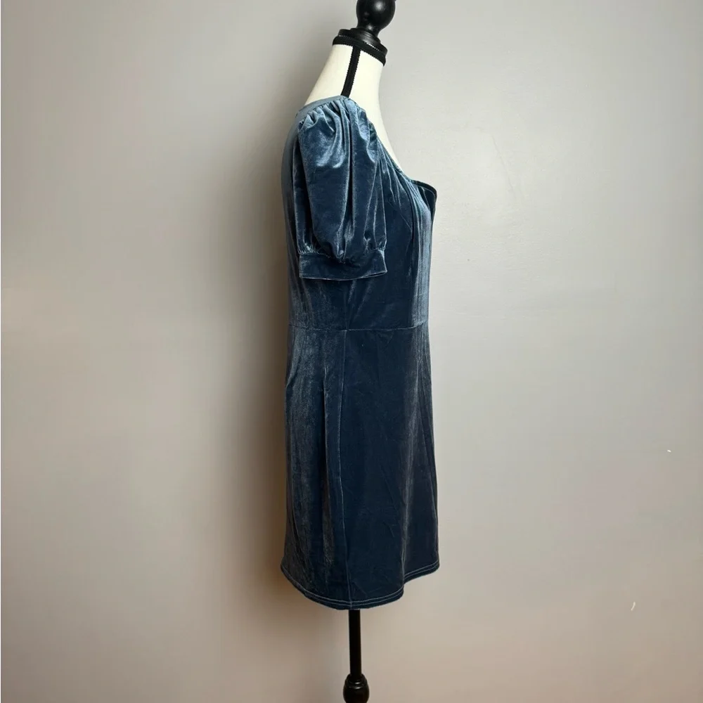 Lulus Victorious Dusty Blue Velvet Puff Sleeve Bodycon Dress size M - Picture 4 of 12